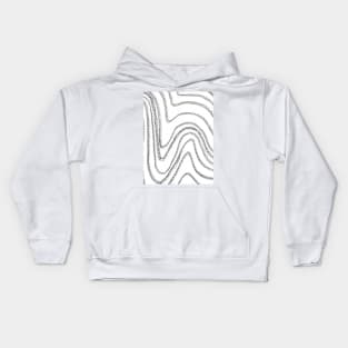 Black and White Minimal Wavy Lines - Abstract Charcoal Drawing Kids Hoodie